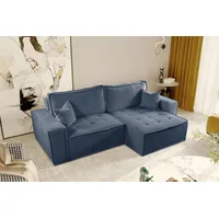 Fun Möbel Ecksofa Schlafsofa FLOSI Stoff Raven, inkl. Schlaffunktion, inkl. Bettkasten blau