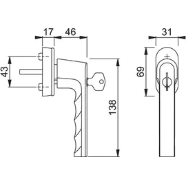 HOPPE Fenstergriff Hamburg 0700S/UD9020 Alu.F9016/verkehrsweiß 32-42mm abschl.HOPPE