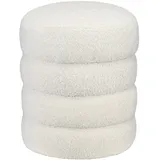 Homcom Sitzhocker Runder Fußstütze mit Sitzkissen Cremeweiß Ø40 x 45 cm