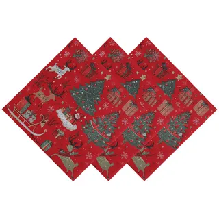 Weihnachtsservietten, Servietten Weihnachten, Festliche Weihnachts Servietten, Rot mit Tannenbaum und Rentier Motiv, 20 Stück, Papier Tischservietten für Weihnachtsdekoration