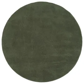 The CarPET Teppich THE CARPET "Relax round", grün (dunkelgrün), H:16mm Ø:200cm, Polyester, Teppiche, Teppich, waschbarer Wohnzimmer Teppich modern rutschfest