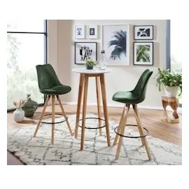 KADIMA DESIGN Bartisch, Eichenholz, runde Tischplatte, 50 kg Belastbarkeit.