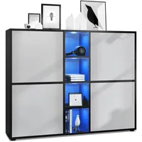 Vladon Highboard, Greige, 130.5x105.5x35.5 cm, Wohnzimmer, Kommoden & Sideboards,
