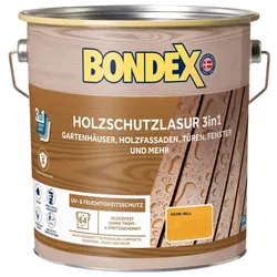 Bondex Holzschutzlasur 3in1 außen, 4L für 64 m2, Seidenmatt, UV- & Feuchtigkeitsschutz, Eiche Hell