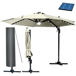 Brast Alu Ampelschirm Ø 300 cm beige inkl. LEDs