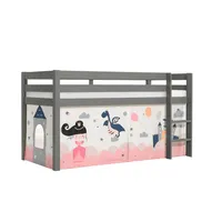 58 aufm Kessel KINDERBETT Karolina 210x114x106 Massivholz Grau Textilset