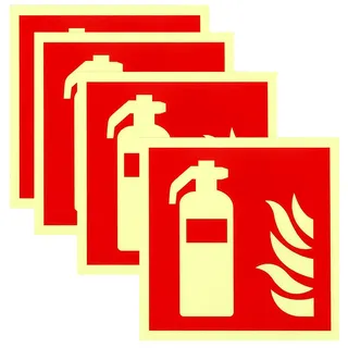 4 Stück Feuerlöscher Schild Schild Feuerlöscher Aufkleber Feuerlöscher Pvc Nachleuchtend Selbstklebende Brandschutzschild Selbstklebendes Feuerlöscher-Leuchtschild, Ausgangswarn-Leuchtschild