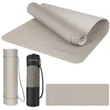 EliteAthlete EliteAthlete® Yogamatte - Sportmatte - Fitnessmatte - Gymnastikmatte gepolstert & rutschfest für Fitness, Pilates - Yoga Matte - 183 cm x 61 cm x 0.6 cm - Trainingsmatte inkl. Transportgurt + Tasche - Spring - Cappuccino