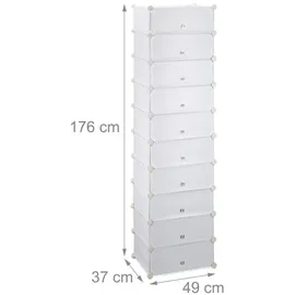 Relaxdays Schuhregal 49 x 176 x 37 cm 10 Ebenen / weiß