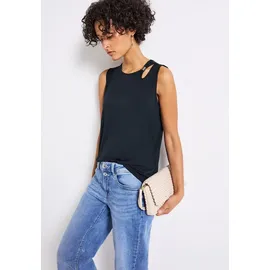 STREET ONE Damen 3227122 Top mit Cut-Out und Detail, Deepwater Blue, 42 - 40