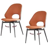 HGTRH EsszimmerstüHle Modernes Design Muschel Form, KüChenstüHle Gepolstert 2er 4er 6er Set, Esszimmerstuhl Drehbar mit Armlehne Leder 360°,mit rutschfest Und GeräUschlos Metallbeinen Orange 2pcs