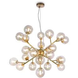 Maytoni Kreative moderne Hängeleuchte, goldener Metallrahmen, kugelförmiger Lampenschirm für Küche, Wohnzimmer, Esszimmer, Restaurant, Café