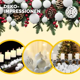CASARIA CASARIA® Weihnachtskugeln 100tlg Ø 3-6cm Kunststoff matt glänzend Christbaumkugeln Weihnachtsbaumkugeln Weihnachtsdeko Weiß