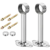 QUARKZMAN 4er Set Deckenmontage Gardinenstangenhalterung, Passend für 32mm/1,26" Rohrlänge 150mm/5,91" Edelstahl Gardinenstangen Haken Halterungen für Wände Kleiderschrank Rohr, Silber