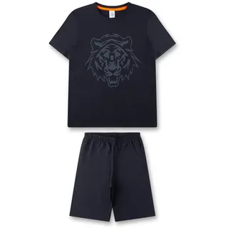Sanetta Jungen. Schlafanzug | Teens, kurz, Nachtwäsche, Pyjama, Baumwolle dunkelblau 164