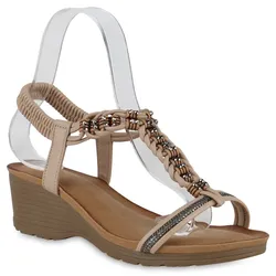 Damen Keilsandaletten in Khaki