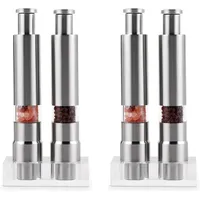TsoLay Salz und Pfeffer Set Von 4, Manuelles Glassalz und Pfeffer Set Aus Edelstahl, Silber