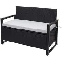 MCW Poly-Rattan 2er Sitzbank MCW-F39, Gartenbank Truhenbank, Staufach Aufbewahrung
