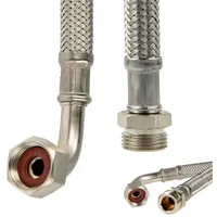 tecuro Sanitär Verbindungsschlauch 90° Bogen 3/8 Überwurfmutter x 3/8 AG x 300 mm, Ktw-a DVGW