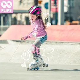 99flips Schoner Set Kinder 3-12 mit GS - Knieschoner Skaten Inliner Schützer rosa S/M