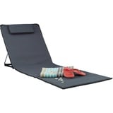 Relaxdays Strandmatte XXL, BxT: 60 x 195 cm, gepolsterte Sonnenliege mit Kopfkissen, verstellbar, Tragetasche, anthrazit