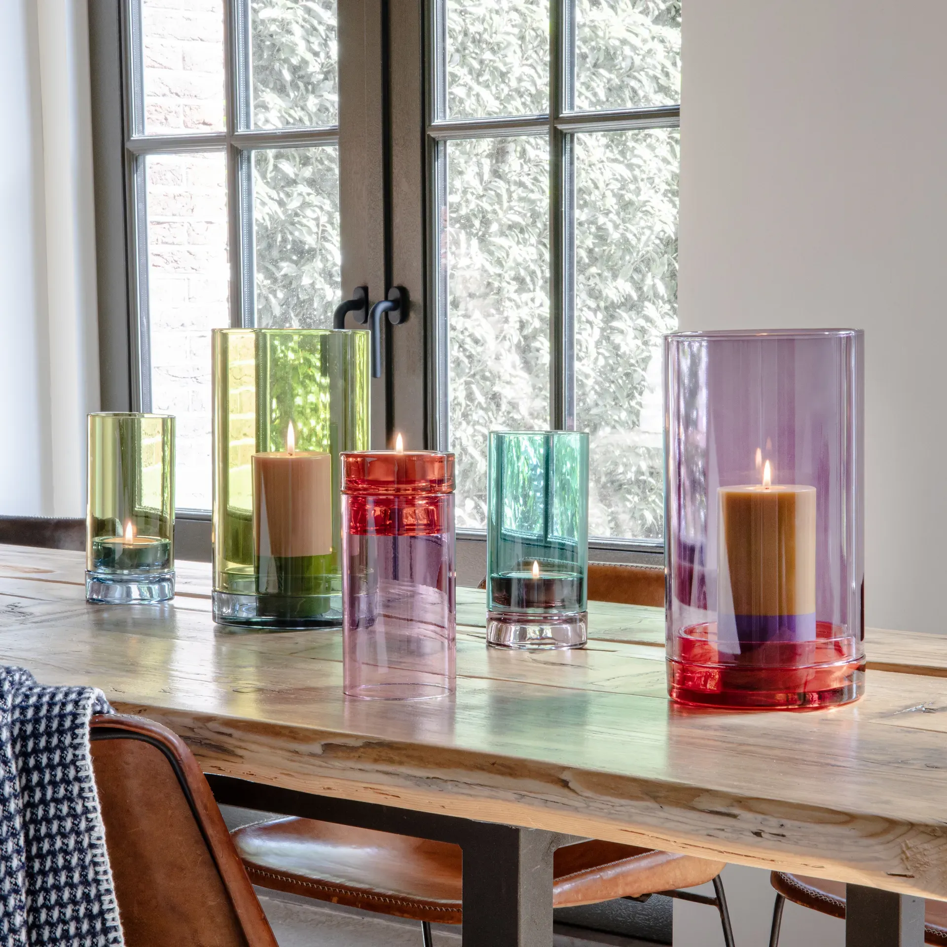 REMEMBER Windlicht "Lys" Lime - 28 cm hoch - modernes Design Windlicht