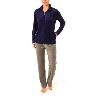 normann Damen Hausanzug Homewear Nicky Velvet - 57672, Größe2:40/42, Farbe:Navy - 40-42