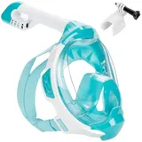 AQUASTIC Kai JR Schnorchelmaske Größe XS Full Face 180° Vision Air Circulation System Silicone Bottom Collar Anti-Vapor Valve Polycarbonat Sichtfenster Farbe Türkis