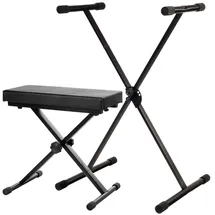Classic Cantabile Keyboardständer und Keyboardbank Eco Set Deluxe Schwarz