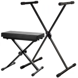 Classic Cantabile Keyboardständer und Keyboardbank Eco Set Deluxe Schwarz