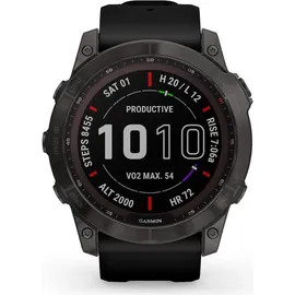 Garmin Fenix 7X Sapphire Solar schiefergraues DLC-Titan mit schwarzem Armband