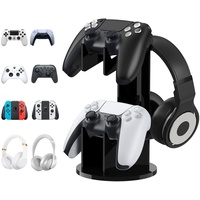 MoKo Game Controller Halter/Headset Ständer, 2 In 1 Acryl Universalhalterung für PS4 PS5 Xbox One Xbox Series Halterung Gaming Zubehör, Controller Kopfhörer Halterung Ständer Zubehör, Schwarz