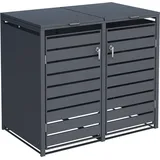 Estexo Mülltonnenbox Müllbox Mülltonnenverkleidung 2 Türen Box mit Deckel Anthrazit