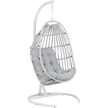 Beliani Hängesessel hellgrau Textil, 105x198x105 cm Gartenmöbel, Hängesessel
