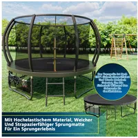 GUNJI Gartentrampolin Gartentrampolin für Kinder 228/305/366/427CM, Tragfähigkeit 150KG, Ø 228 cm, (GS-zertifiziertes Kindertrampolin mit Sicherheitsnetz, Leiter, Schutzmatte, Kürbisdesign) 228 cm