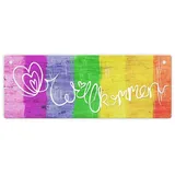speecheese Willkommen Regenbogen LGBTQ Metallschild L in 10,5x28cm