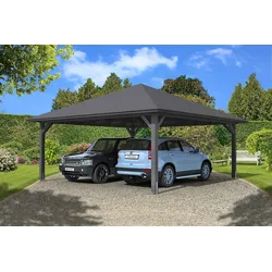 Skan Holz Carport Taunus 634 x 634 cm-schiefergrau Holzcarport
