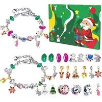 Adventskalender 2024, Weihnachten, 24 Tage, Countdown, DIY-Armbandkalender mit 2 Armbändern, 23 einzigartige Schmuckanhänger-Bastelset, kreative Geschenke für Teenager, Kinder, Kleinkinder