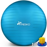 TRESKO Gymnastikball Anti-Burst, groß, Ø 55cm, mit Pumpe, blau