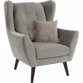 Andas Ohrensessel »Hemmink, Sessel, Loungesessel« mit Knopfheftung grau