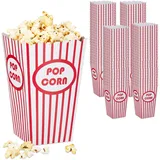 Relaxdays Einweggeschirr, 100x Popcorntüten, 100er Set, gestreift, Retro-Optik, Kino, Filmabend Zubehör, Pappe, Popcornbehälter, rot/weiß, Karton