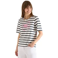 Cecil Kurzarm Shirt mit Rundhals und Streifen - S