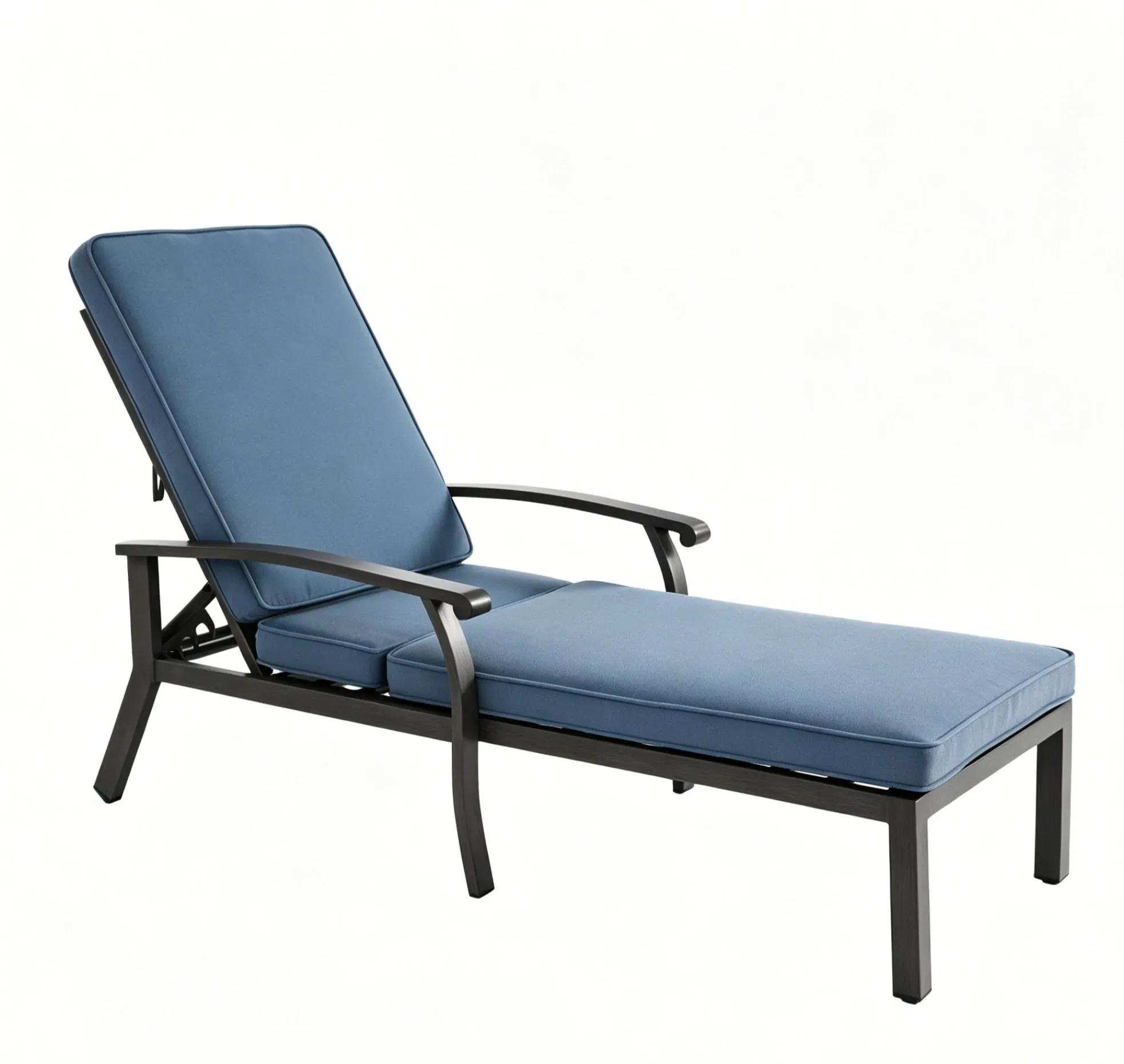 Lounge-Patio-Stuhl mit verstellbarer Rückenlehne, 204x58x100/30 cm, Blau
