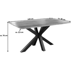 SAM® Esstisch Baumkante massiv Akazie natur 120 x 80 schwarz SPYRO