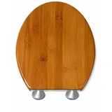 BigDean WC-Sitz Toilettendeckel mit Absenkautomatik in Holzoptik oval (Packung, 1-St., WC-Sitz), Absenkautomatik (Soft-Close) & Schnellverschluss (Quick-Release) weiß