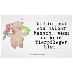 Mr. & Mrs. Panda Handtuch Tierpfleger mit Herz – Weiß – Geschenk, Kinder Handtuch, Frottier, Ko, (1-St) weiß