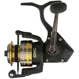 Penn Battle® IV Spinnrolle, Salzwasser-Angler, Angelköder und Köder, Barsch, Pollack, Dorsch, Makrele, Falsch, Aluminiumspule, robust, beidhändig verwendbar, 2500 Rolle, Größe 6,2:1, Schwarz, Gold und
