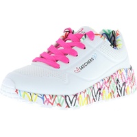 SKECHERS Mädchen Uno Lite Lovely Luv Sneaker, White Synthetic H. Pink Trim, 32