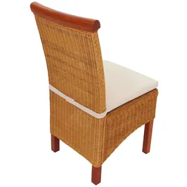 Mendler 6er-Set Esszimmerstuhl Korbstuhl Stuhl M42, Rattan ~ mit Sitzkissen