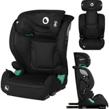 Lionelo Autokindersitz Igo i-Size ab 3 Jahren, bis 12 Jahren, ISOFIX oder gurtlose Befestigung in Fahrtrichtung - Schwarz - Schwarz